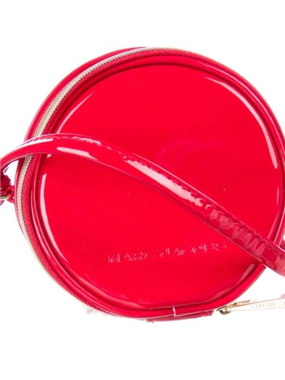 LOW START š„ Marc Jacobs Sling Shot Glossy Patent Mini Red Round Crossbody NWT - Picture 7 of 14